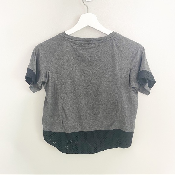 Adidas Boxy Mesh Cropped Tee in Grey and Black - Picture 7 of 8